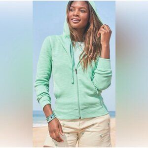 NEW Tommy Bahama Hoodie Womens XS Blue Full Zip TENCEL Cotton Blend Pineapple